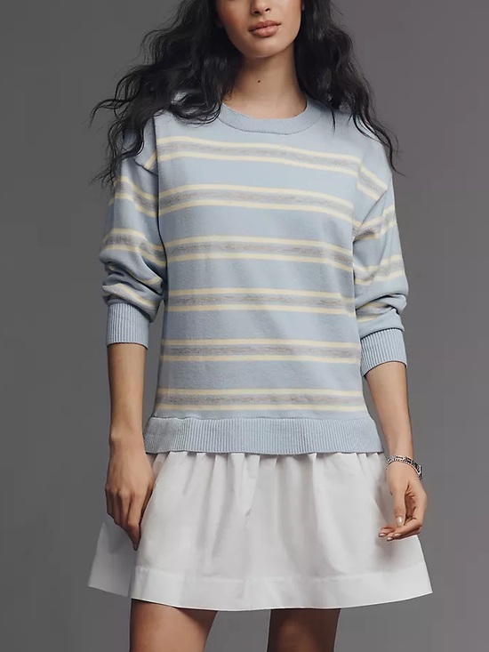 Anthropologie Dresses & Skirts - LAST ONE‼️ Maeve Anthropologie Twofer Long-Sleeve Drop-Waist Skirt Mini Dress